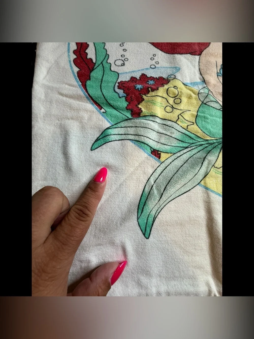 Vtg 1989 Disney The Little Mermaid Pillowcase Ariel Flounder Flannel Standard